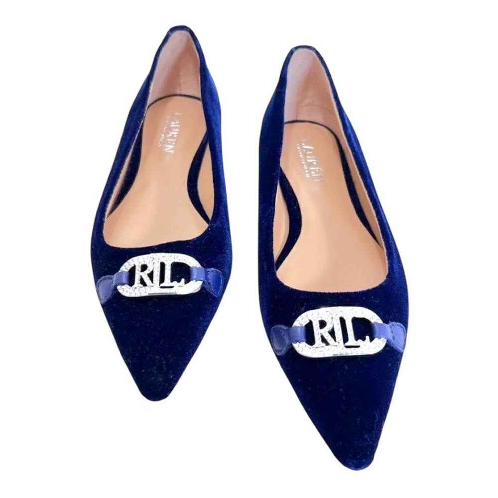 Lauren Ralph Lauren Lilah Blue Velvet Ballet Flats - Picture 2 of 13